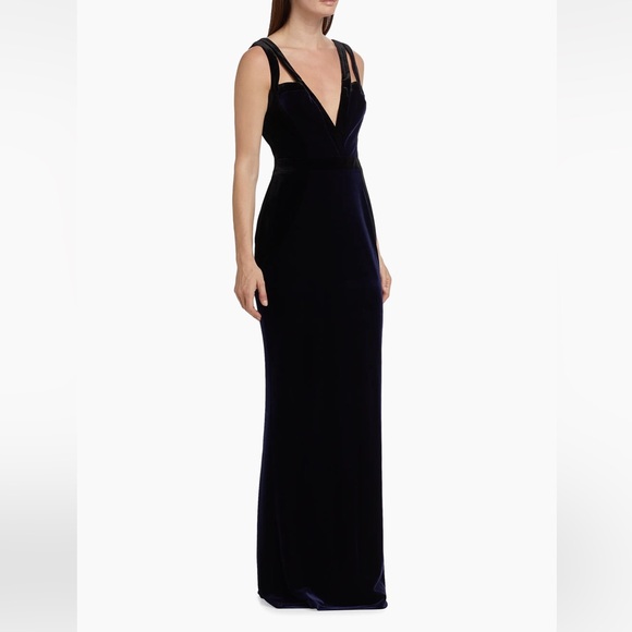 Marchesa Notte***Navy + Black Velvet Maxi Dress***Size 4 $895 CURRENT NWT - Picture 3 of 12